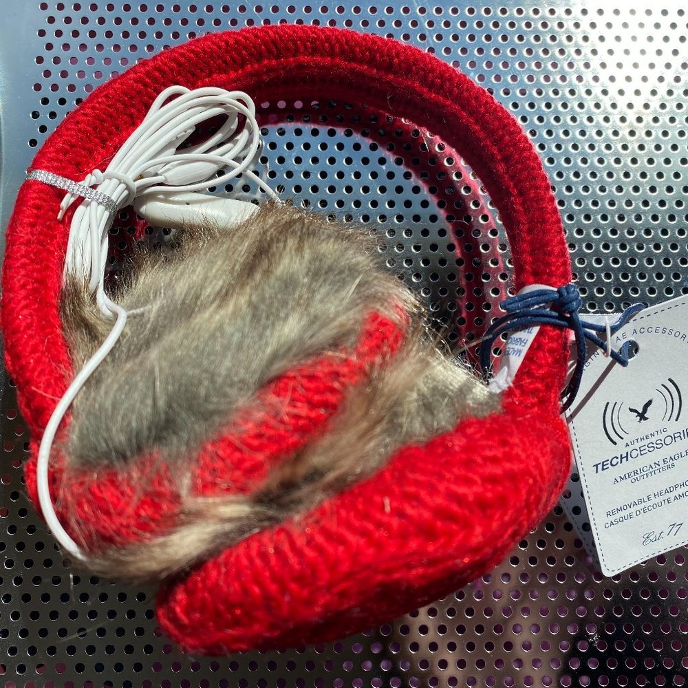 Brand New with tag American Eagle red knitted earmuff with built in headphones